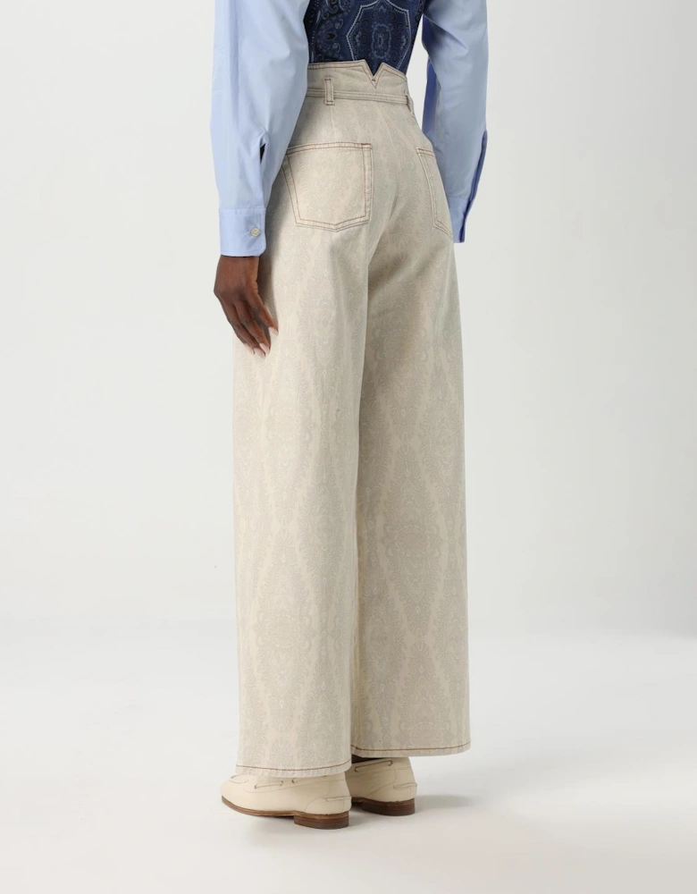 Wide Leg Paisley Print Jeans