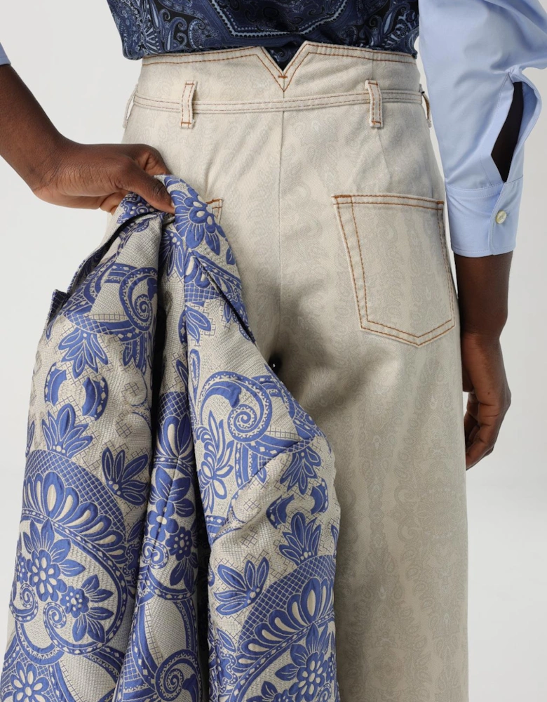 Wide Leg Paisley Print Jeans
