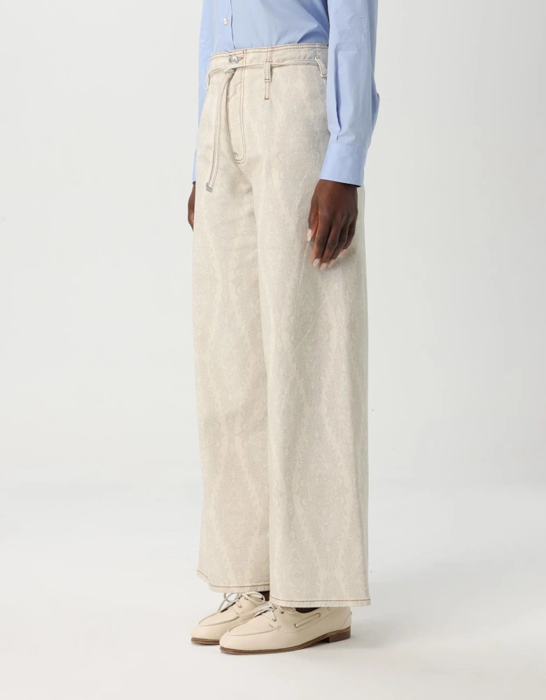 Wide Leg Paisley Print Jeans
