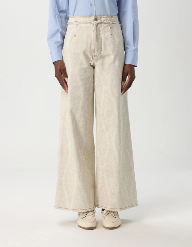 Wide Leg Paisley Print Jeans