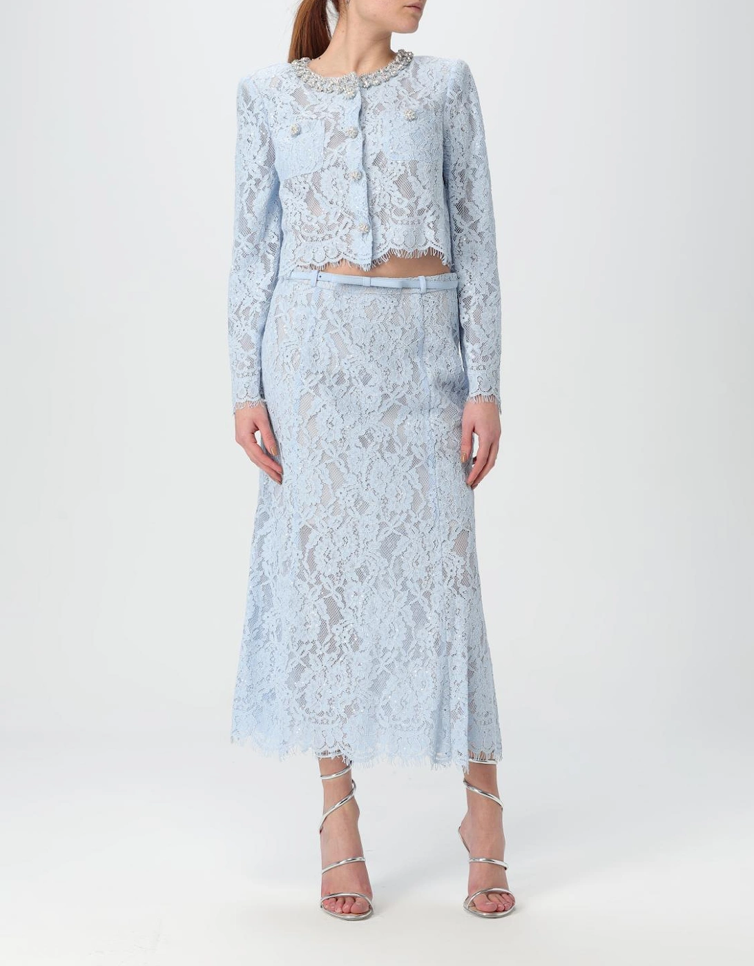 Lace Trim Midi Skirt