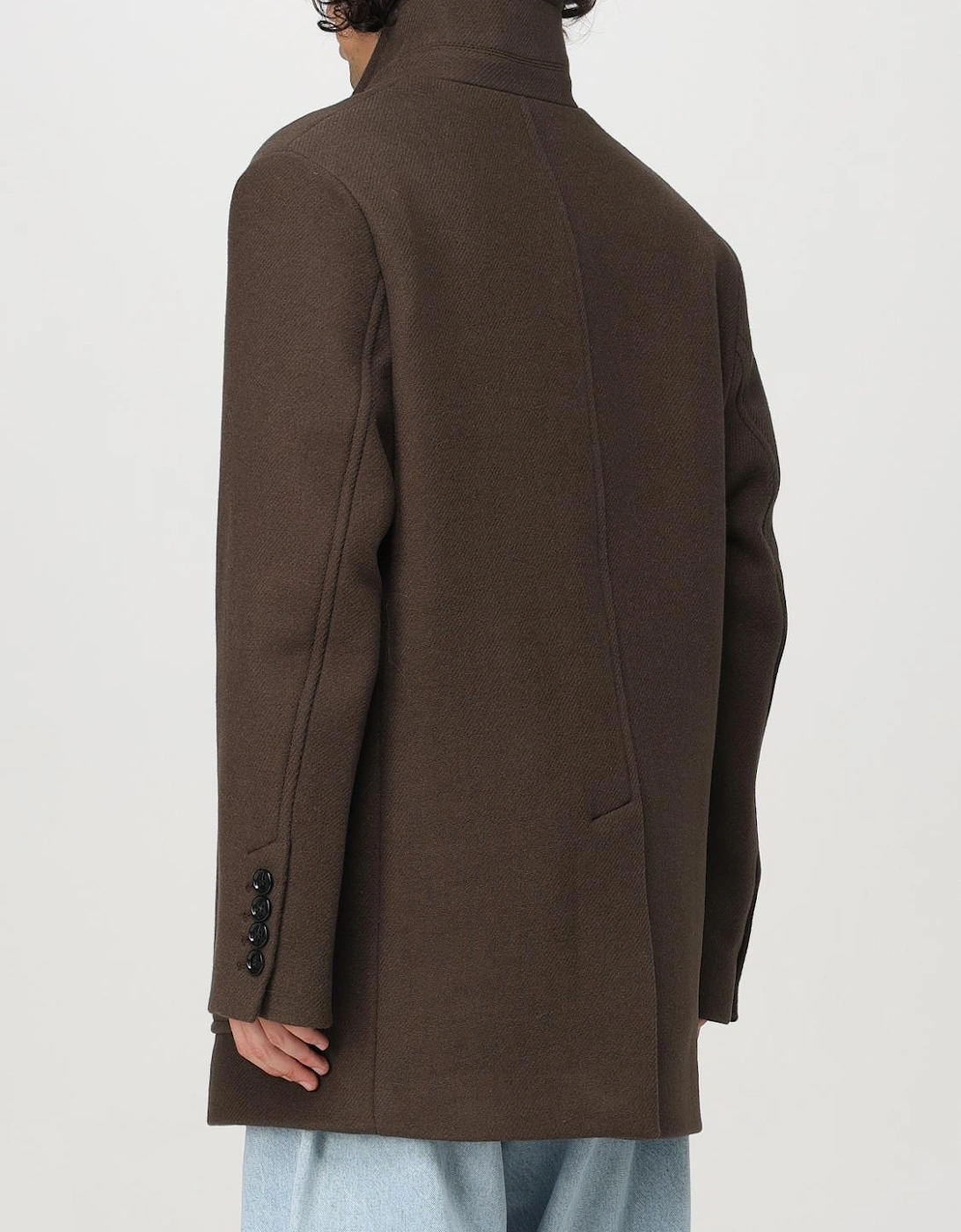 Relaxed Fit Wool High Neck Coat