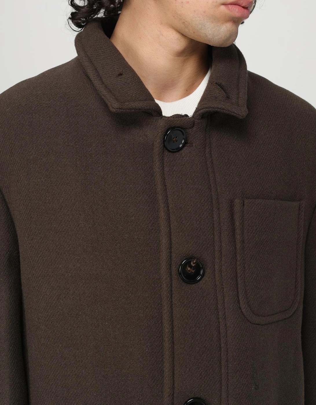 Relaxed Fit Wool High Neck Coat
