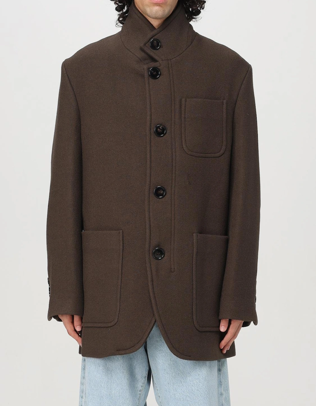 Relaxed Fit Wool High Neck Coat, 5 of 4