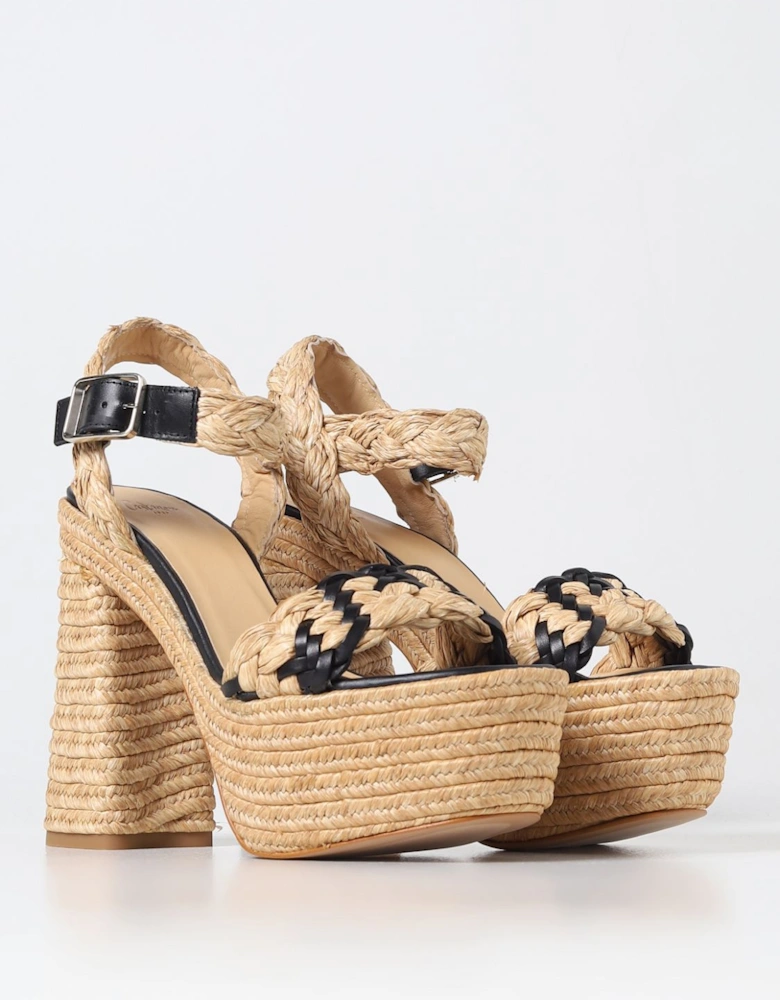 Raffia Platform Heels Braided Design