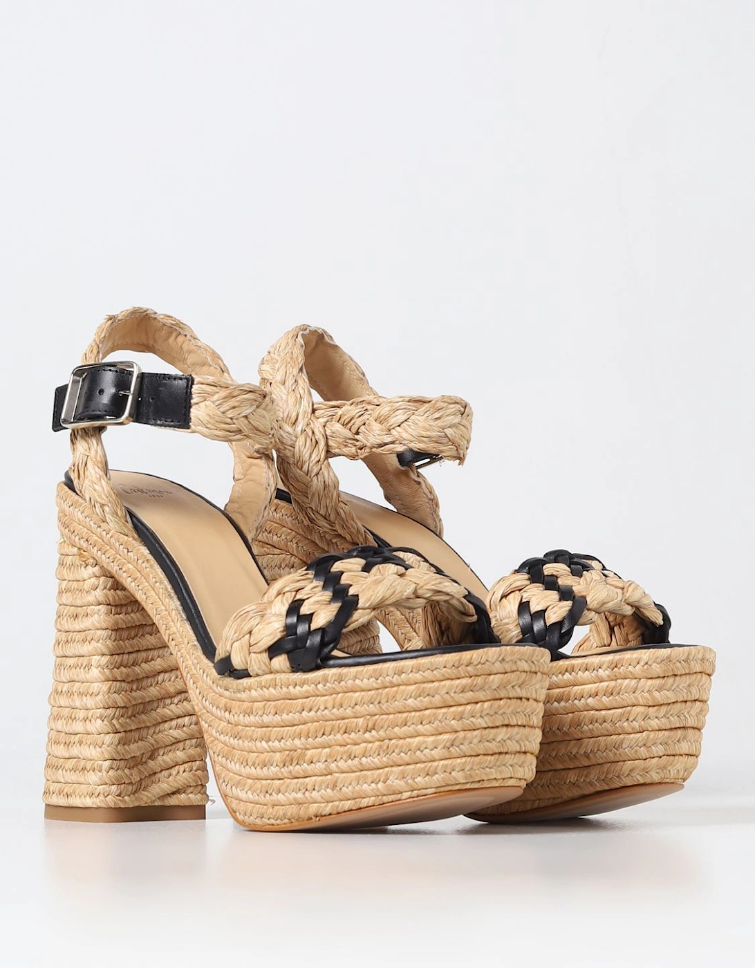 Raffia Platform Heels Braided Design