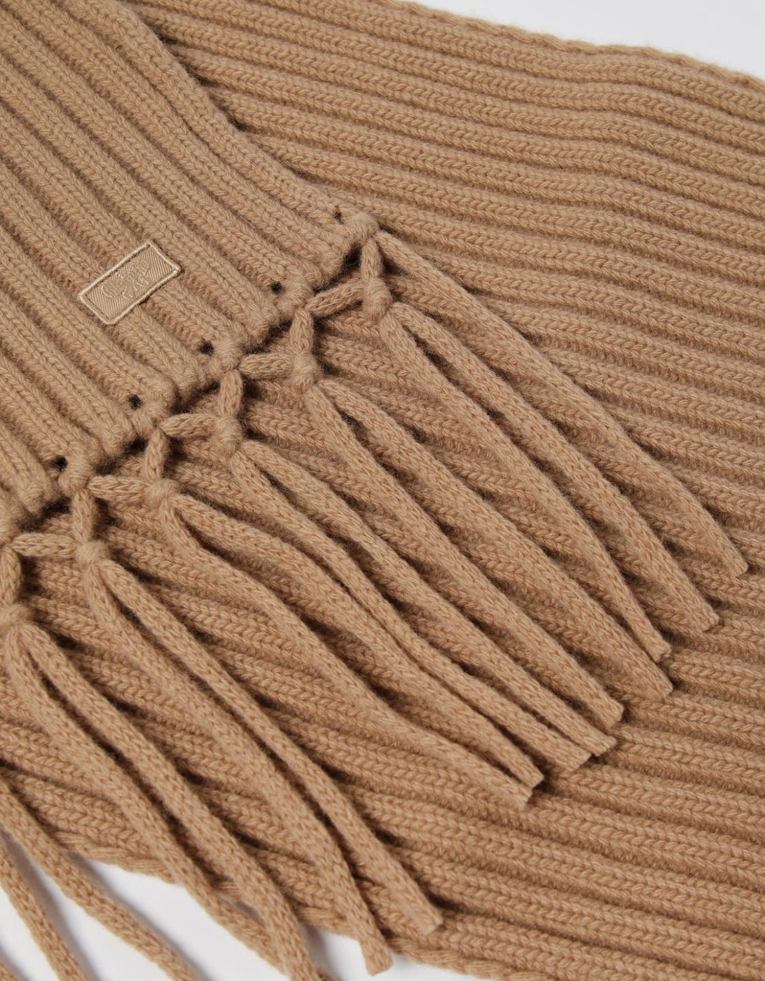 Rib Knit Tassel Scarf
