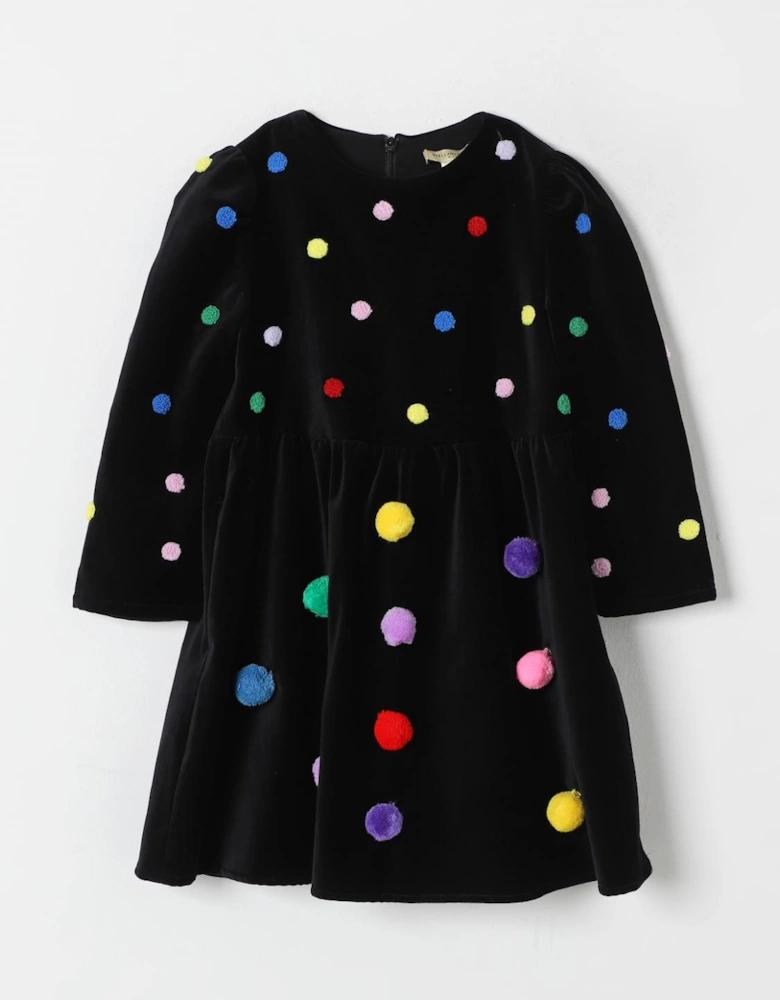 Velvet PomPom Dress