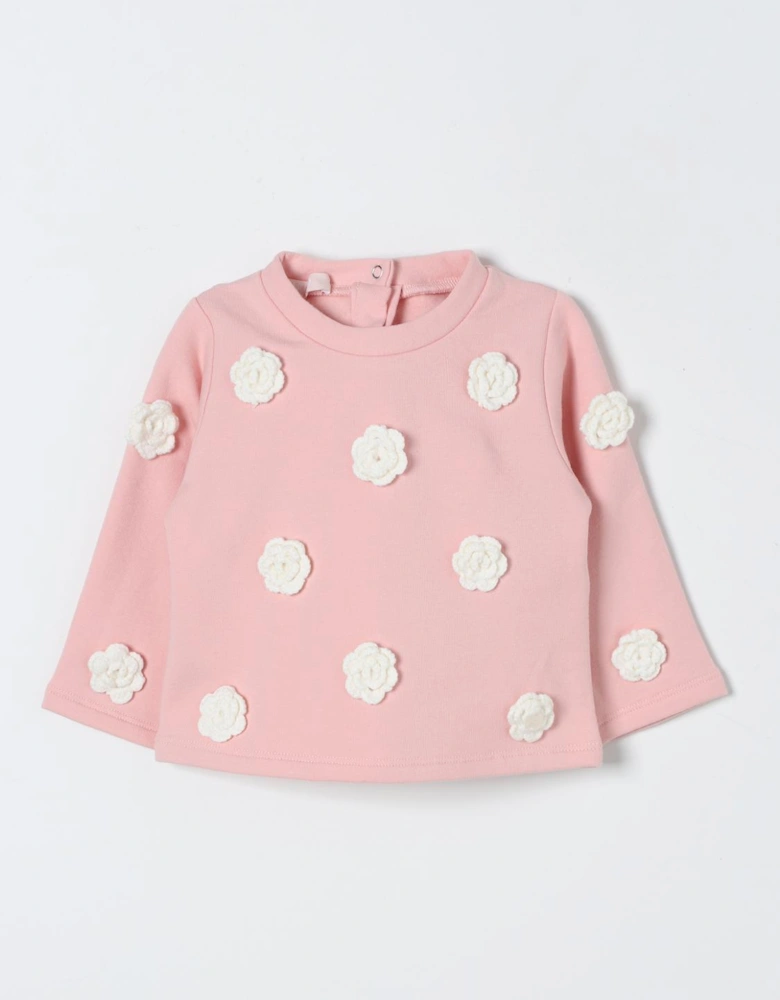 Girls Knit Top with Flower Appliqu