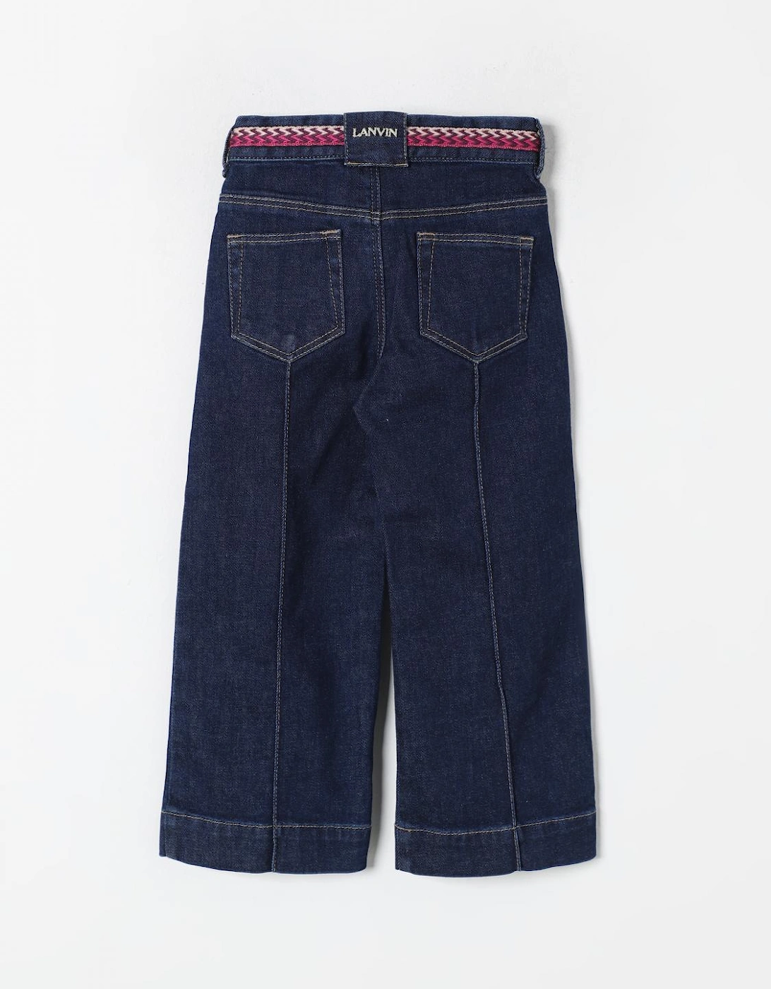Kids Pleated Denim Jeans with Belt