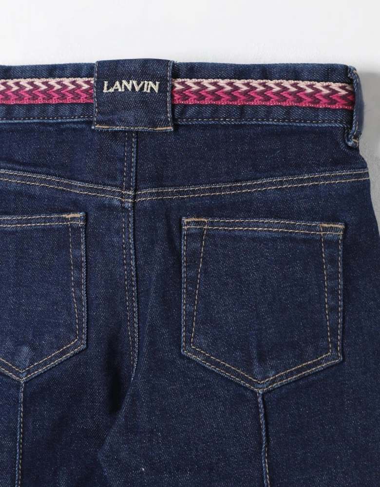 Kids Pleated Denim Jeans with Belt