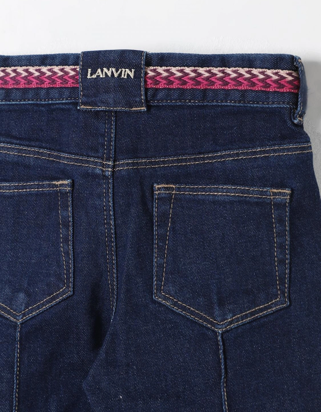 Kids Pleated Denim Jeans with Belt