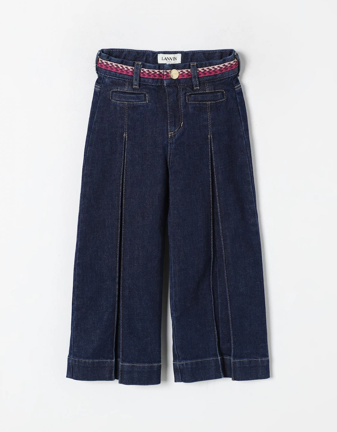 Kids Pleated Denim Jeans with Belt, 4 of 3