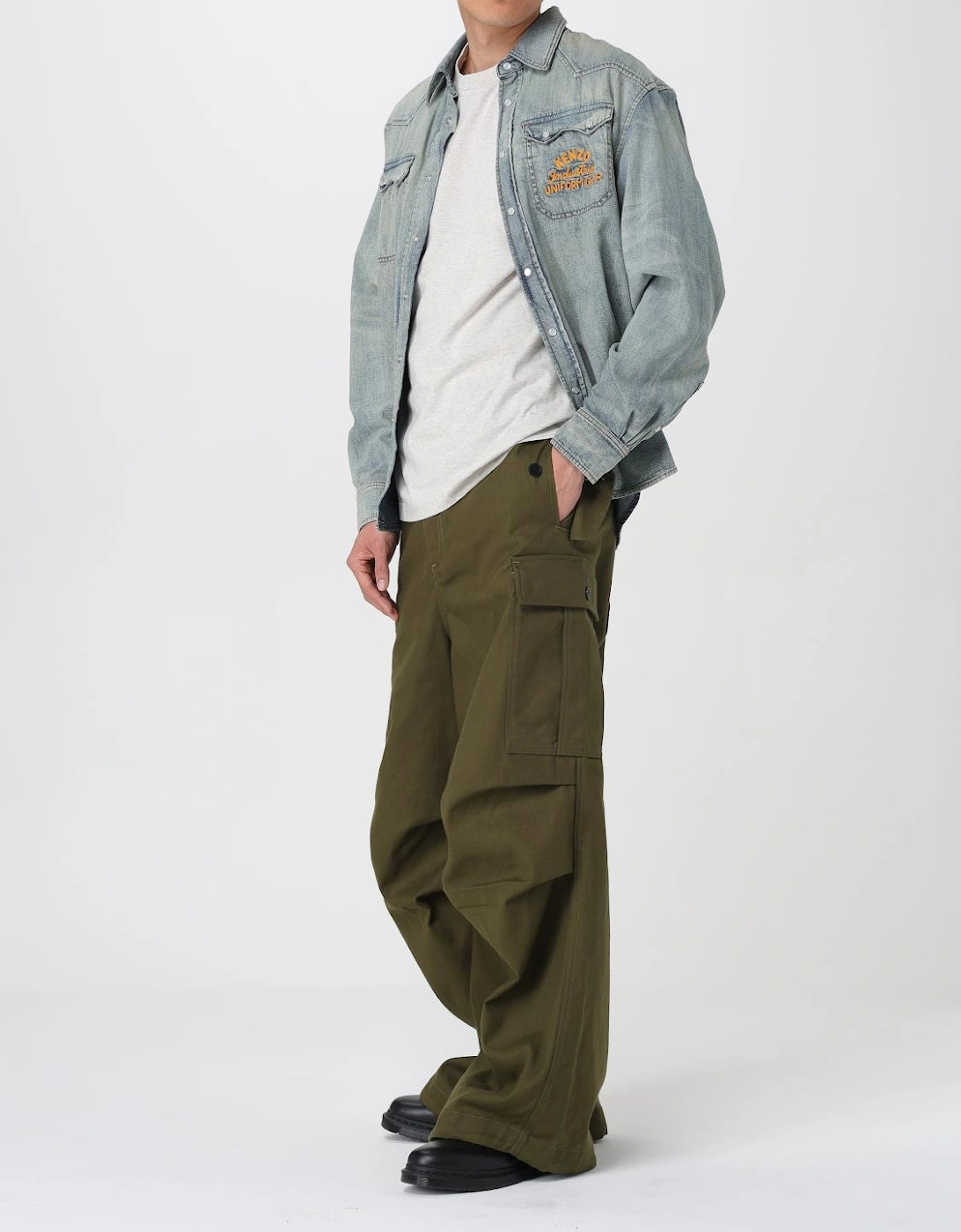 Denim Western Shirt with Embroidered Logo