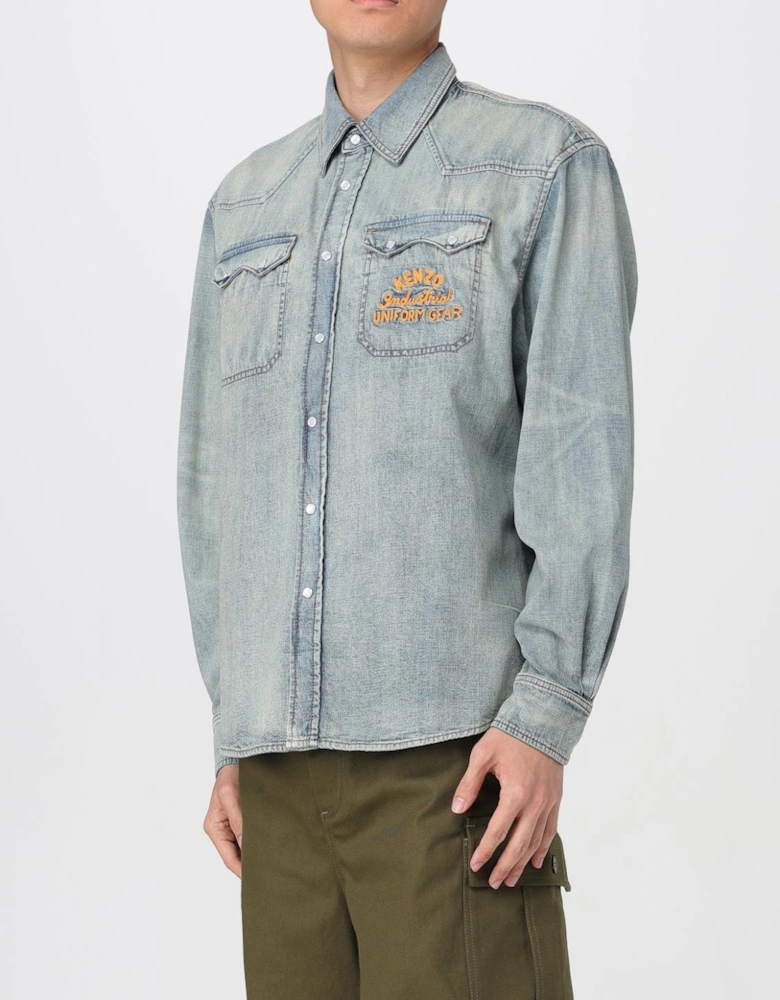 Denim Western Shirt with Embroidered Logo