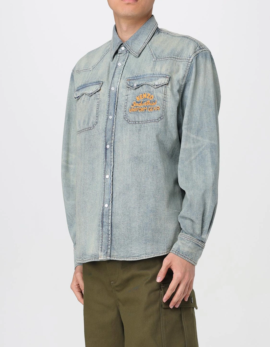 Denim Western Shirt with Embroidered Logo