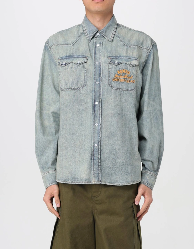 Denim Western Shirt with Embroidered Logo
