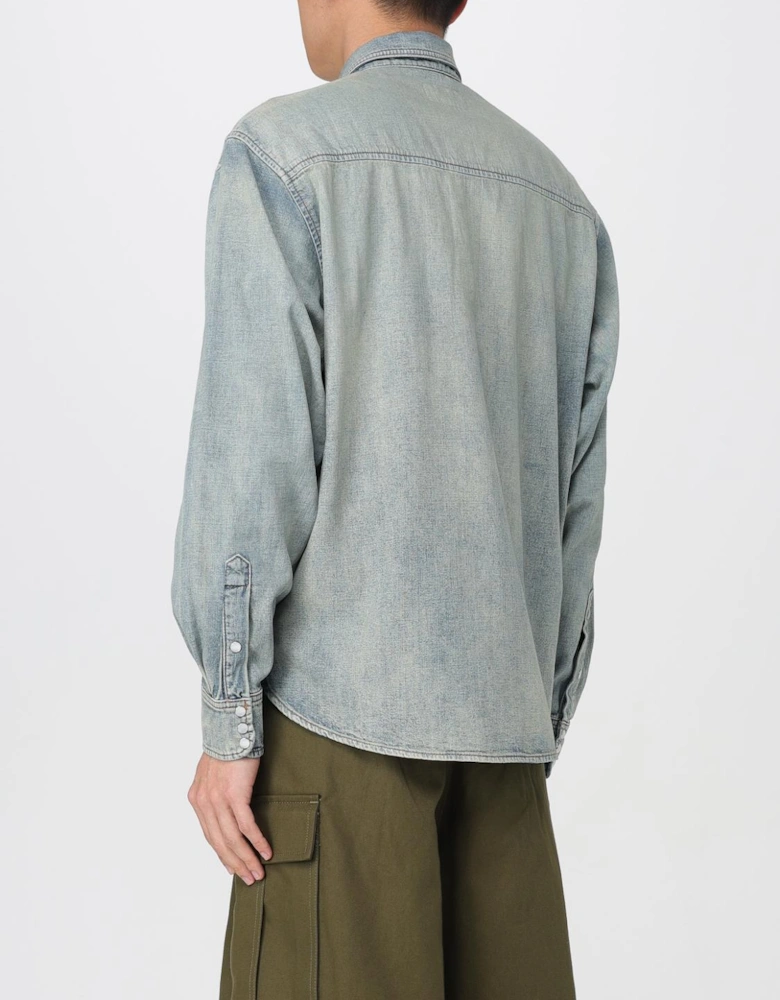 Denim Western Shirt with Embroidered Logo