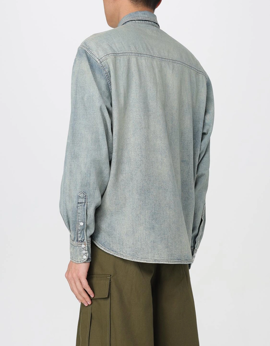 Denim Western Shirt with Embroidered Logo