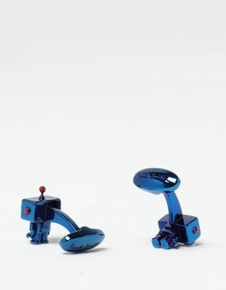 Robot Cufflinks Blue Crystal