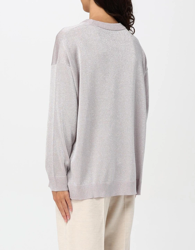 Metallic Knit Pullover Sweater
