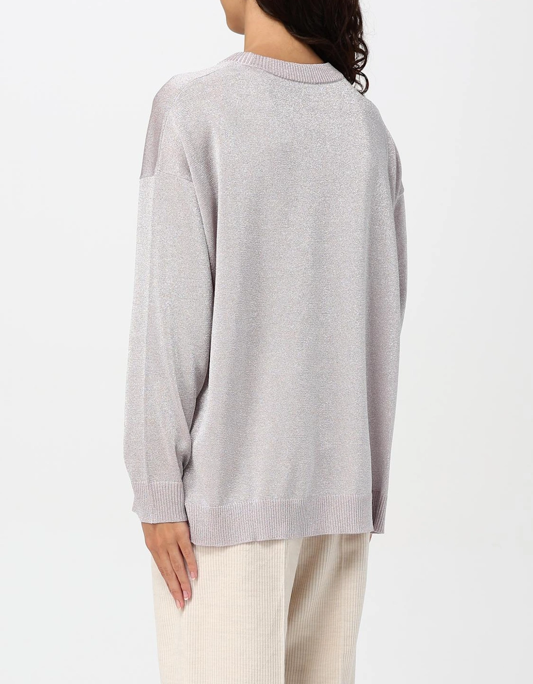 Metallic Knit Pullover Sweater