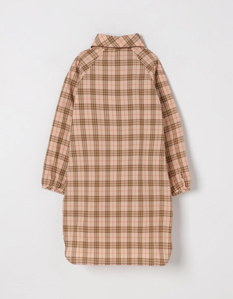Plaid Cotton Dress with Embroidery