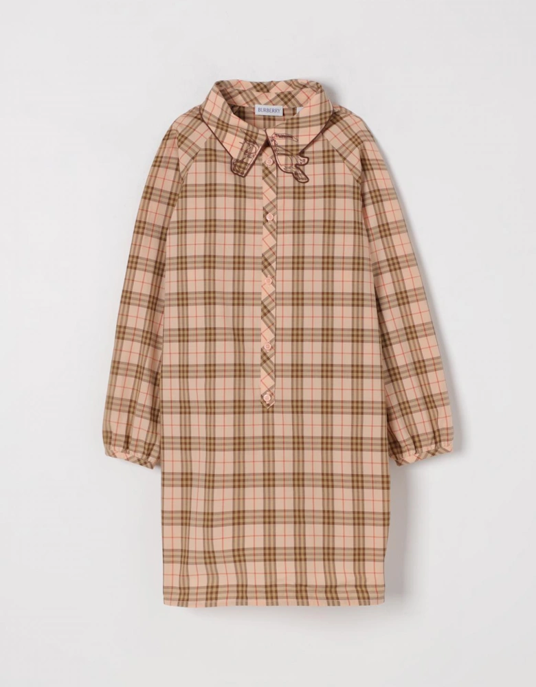 Plaid Cotton Dress with Embroidery