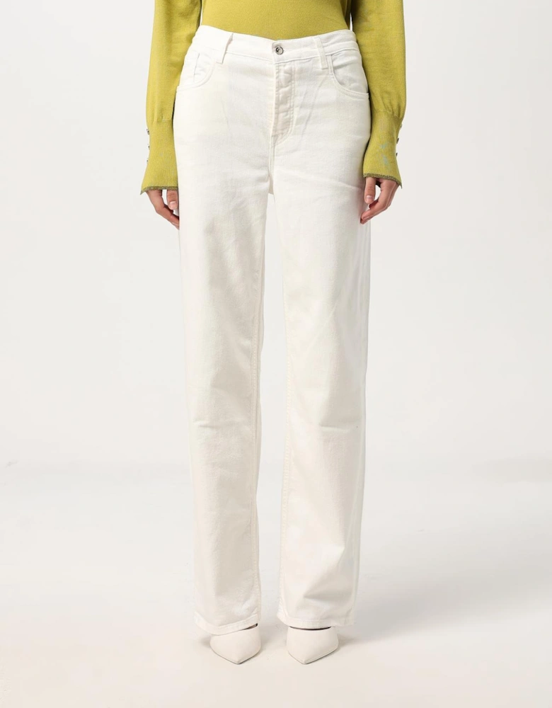 Straight Leg Jeans White Cotton
