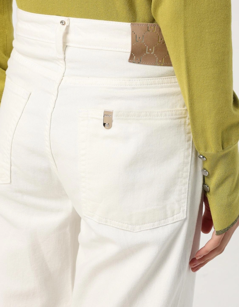 Straight Leg Jeans White Cotton