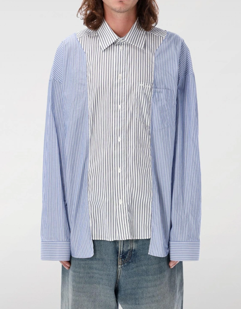 Panel Design Striped Shirt