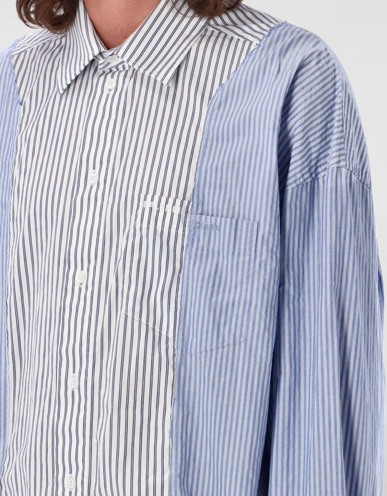 Panel Design Striped Shirt