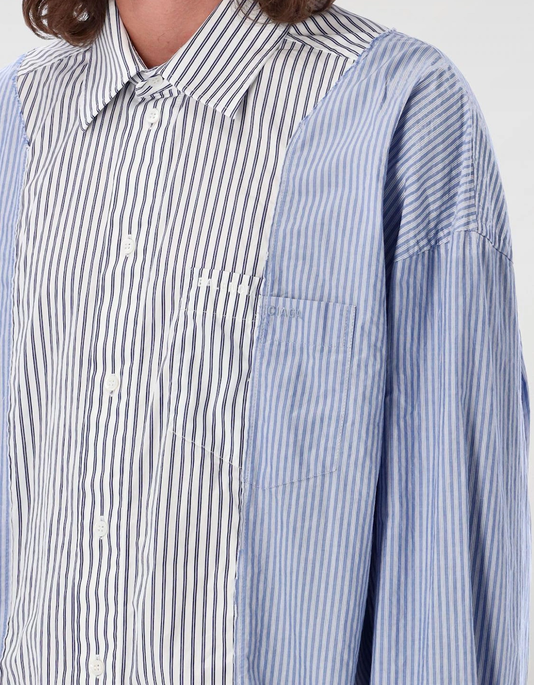 Panel Design Striped Shirt