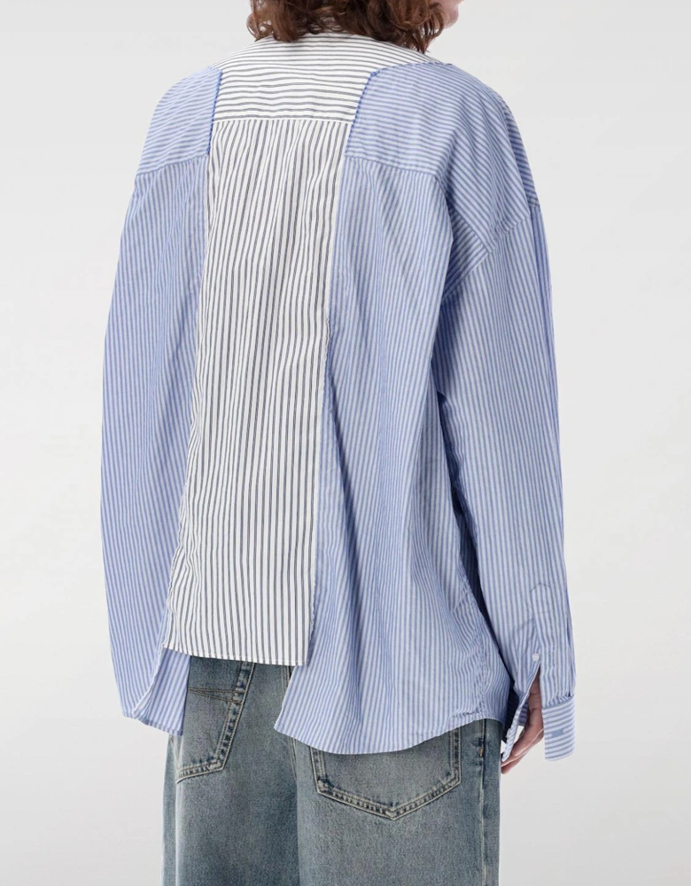 Panel Design Striped Shirt
