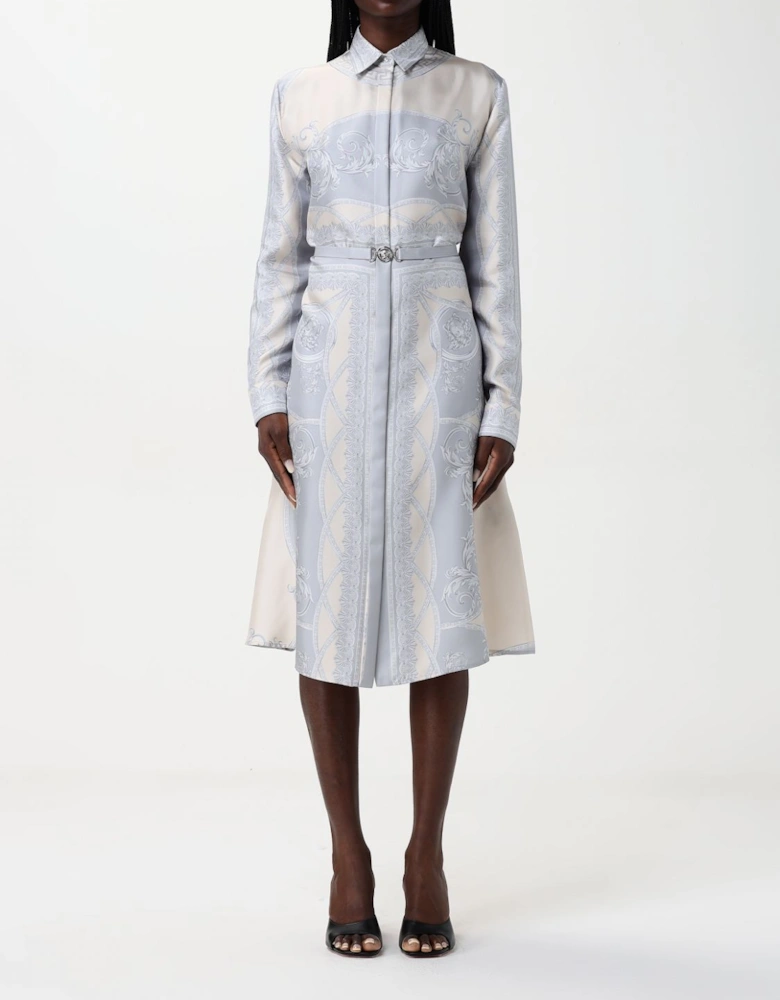 Printed Silk Midi Shirt Dress