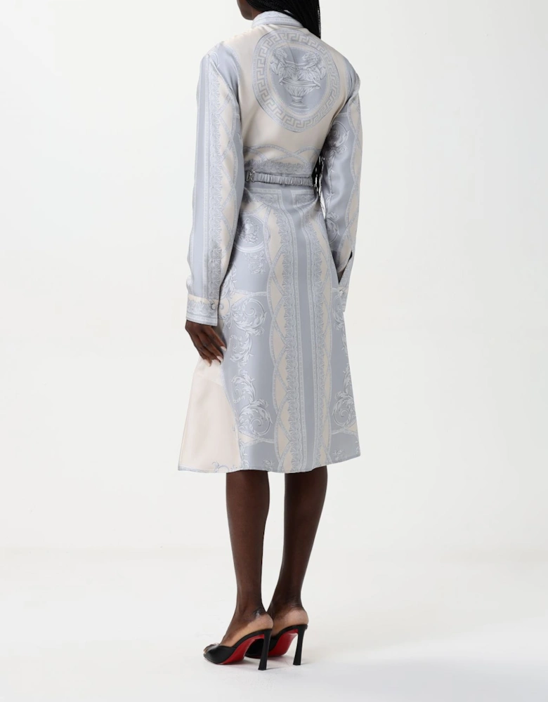 Printed Silk Midi Shirt Dress