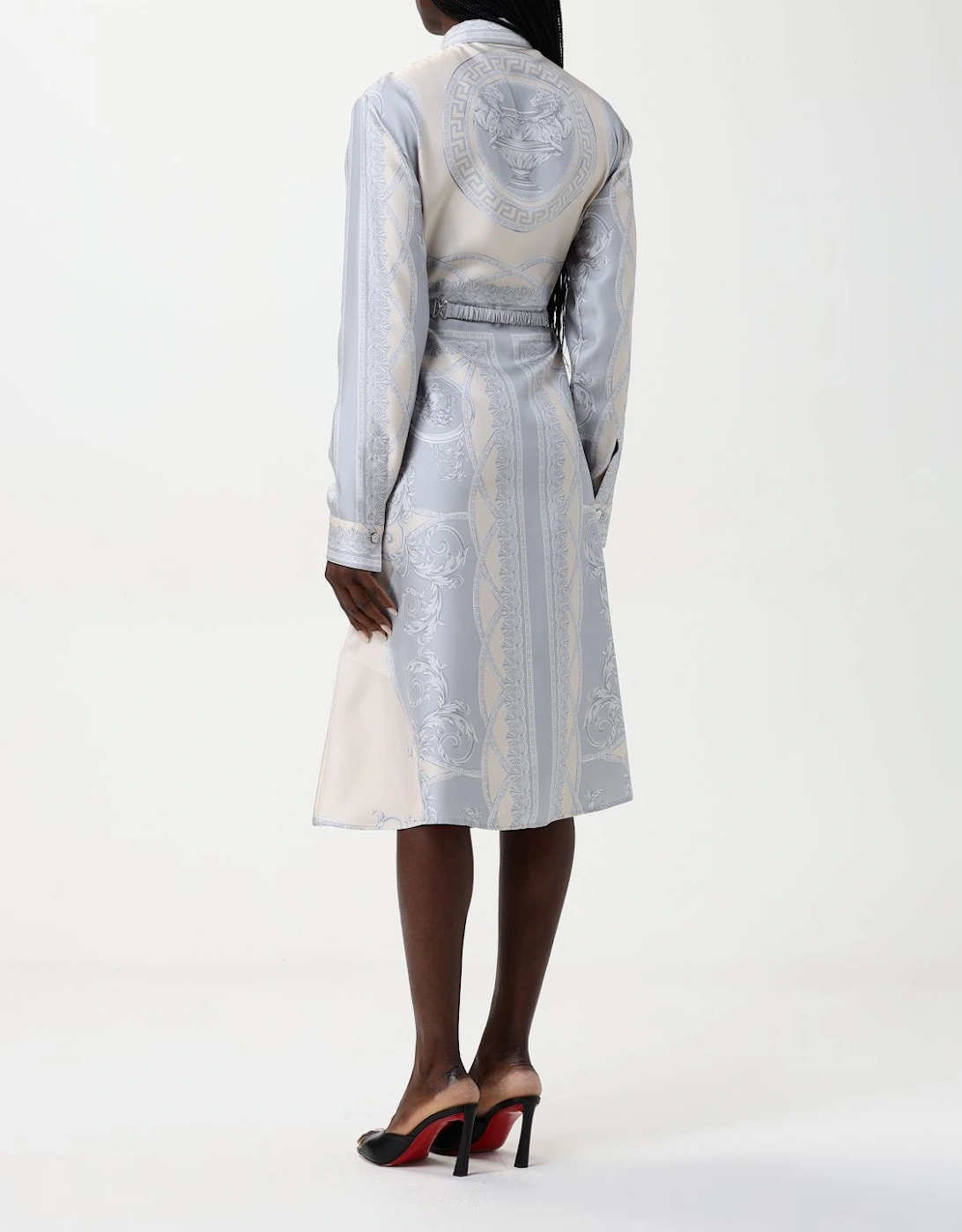 Printed Silk Midi Shirt Dress