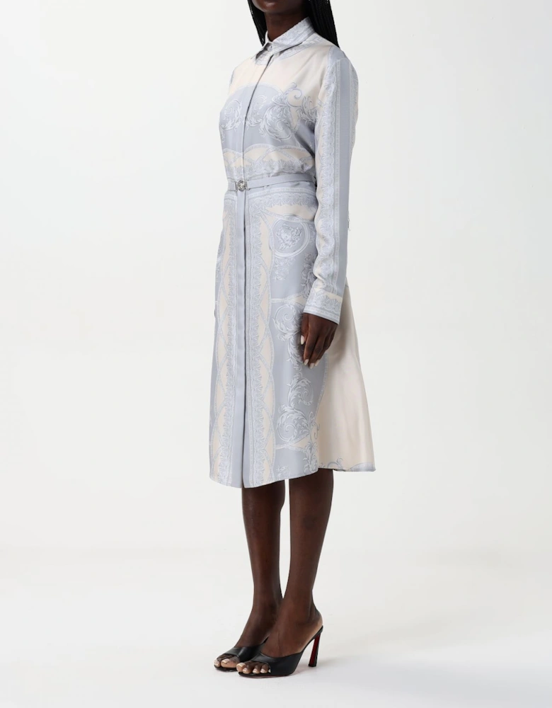 Printed Silk Midi Shirt Dress