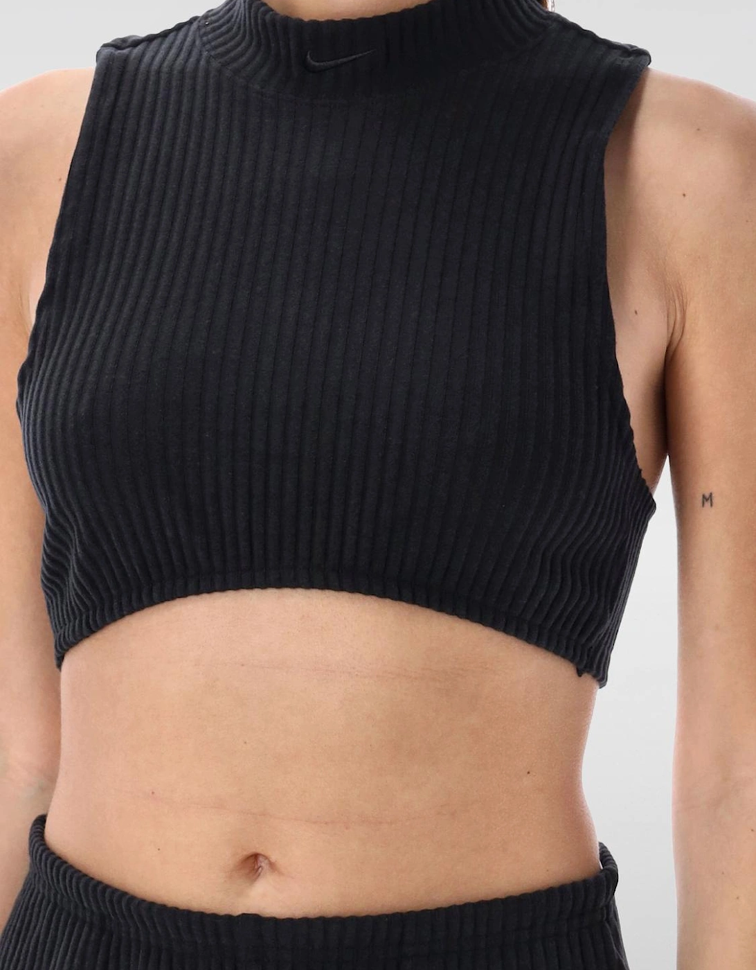 Ribbed Knit Mock Neck Cropped Set