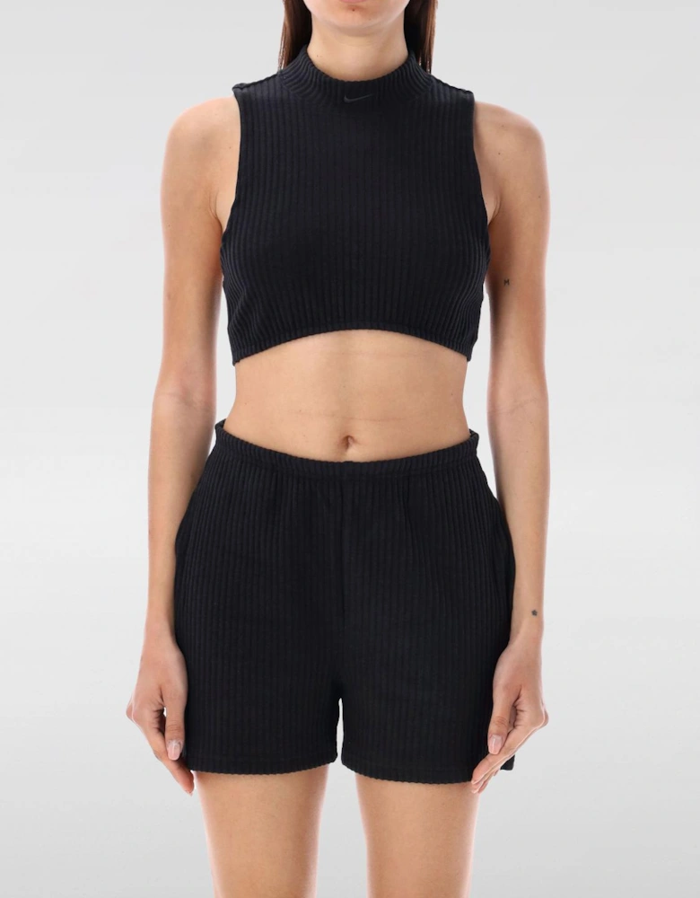Ribbed Knit Mock Neck Cropped Set