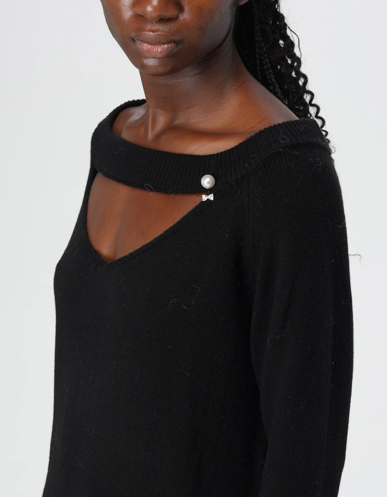 Cashmere Keyhole Mini Sweater Dress