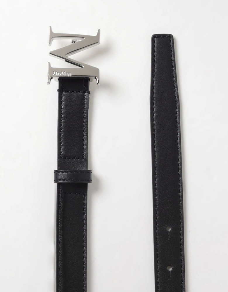 Leather Belt with M Buckle