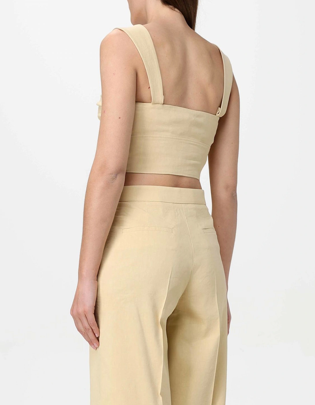 Linen Sleeveless Cropped Top
