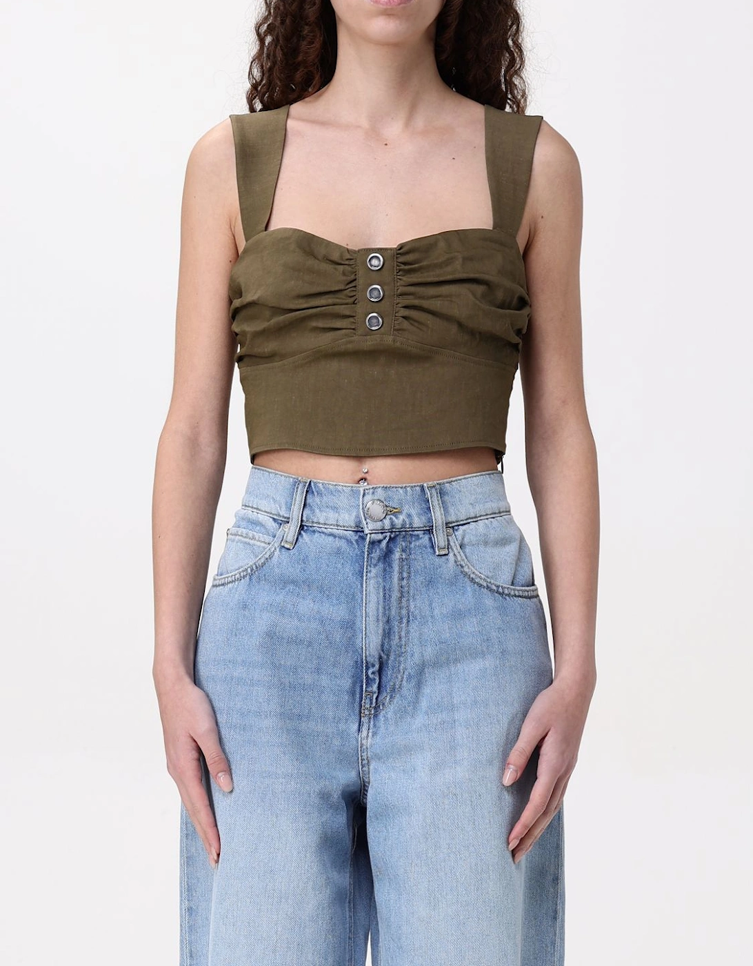 Linen Sleeveless Cropped Top