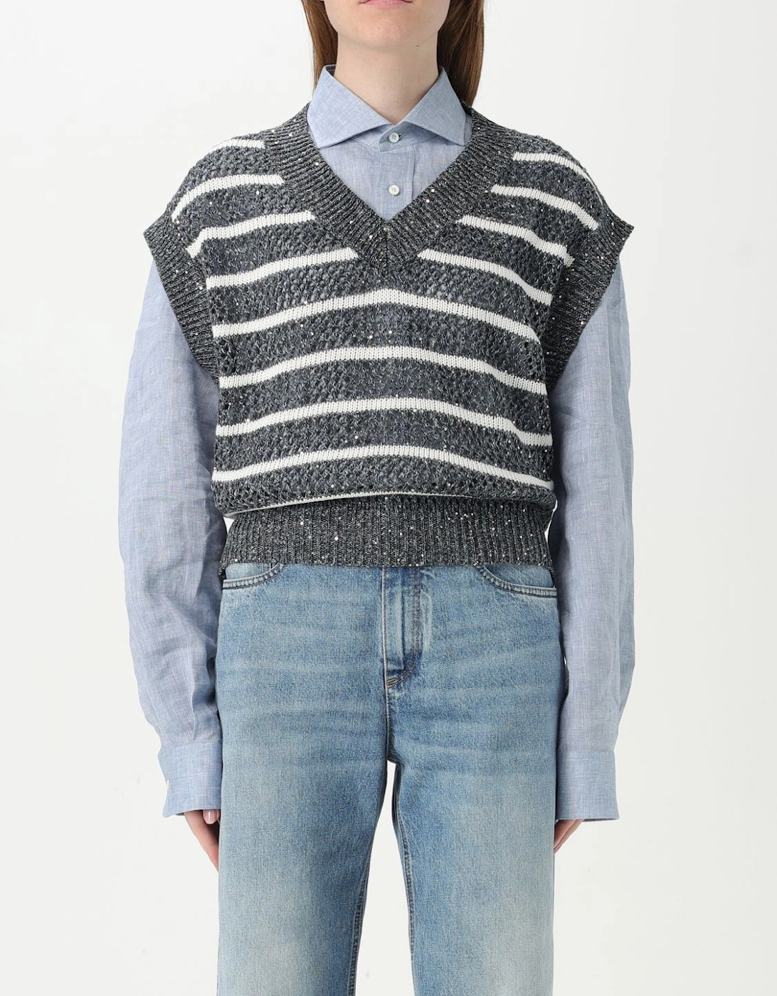 Sequined Knit Striped Vest, 6 of 5