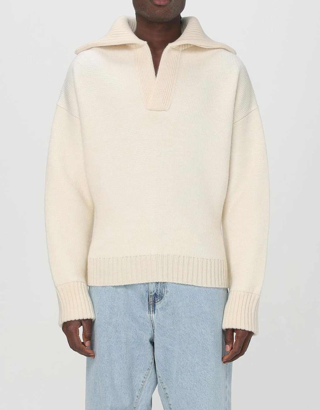 Merino Wool Knit Collared Sweater, 6 of 5