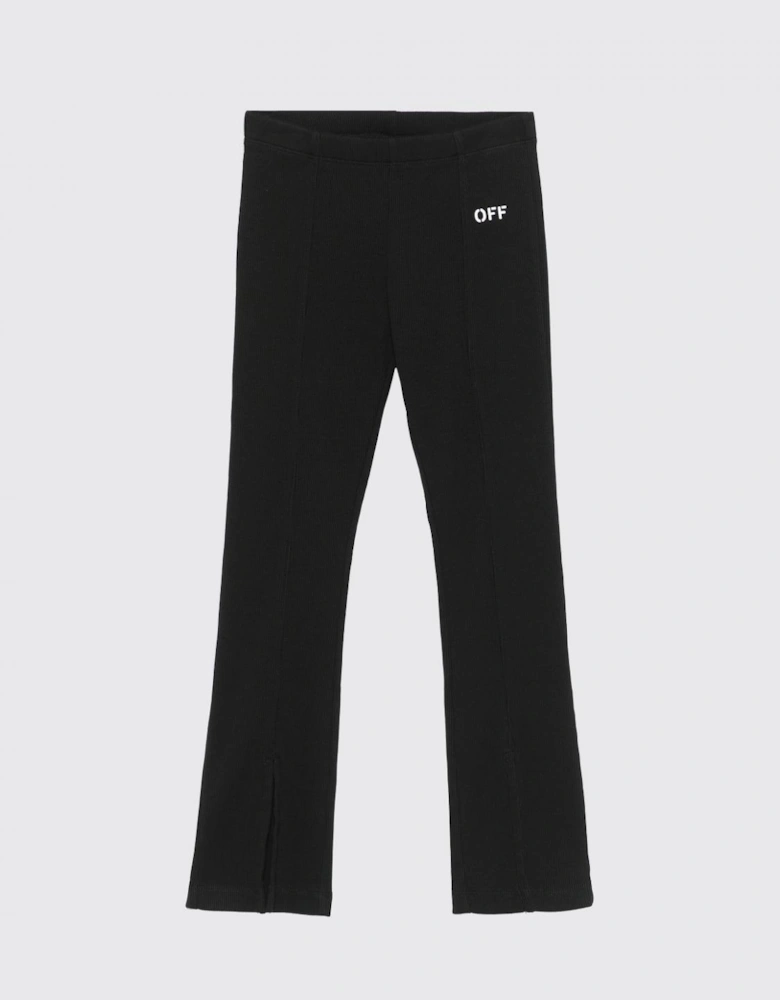 Ribbed Knit Pants with Side Slits