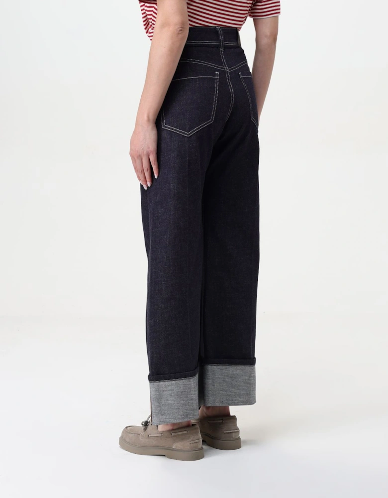Wide Leg Jeans with Cuffed Hems