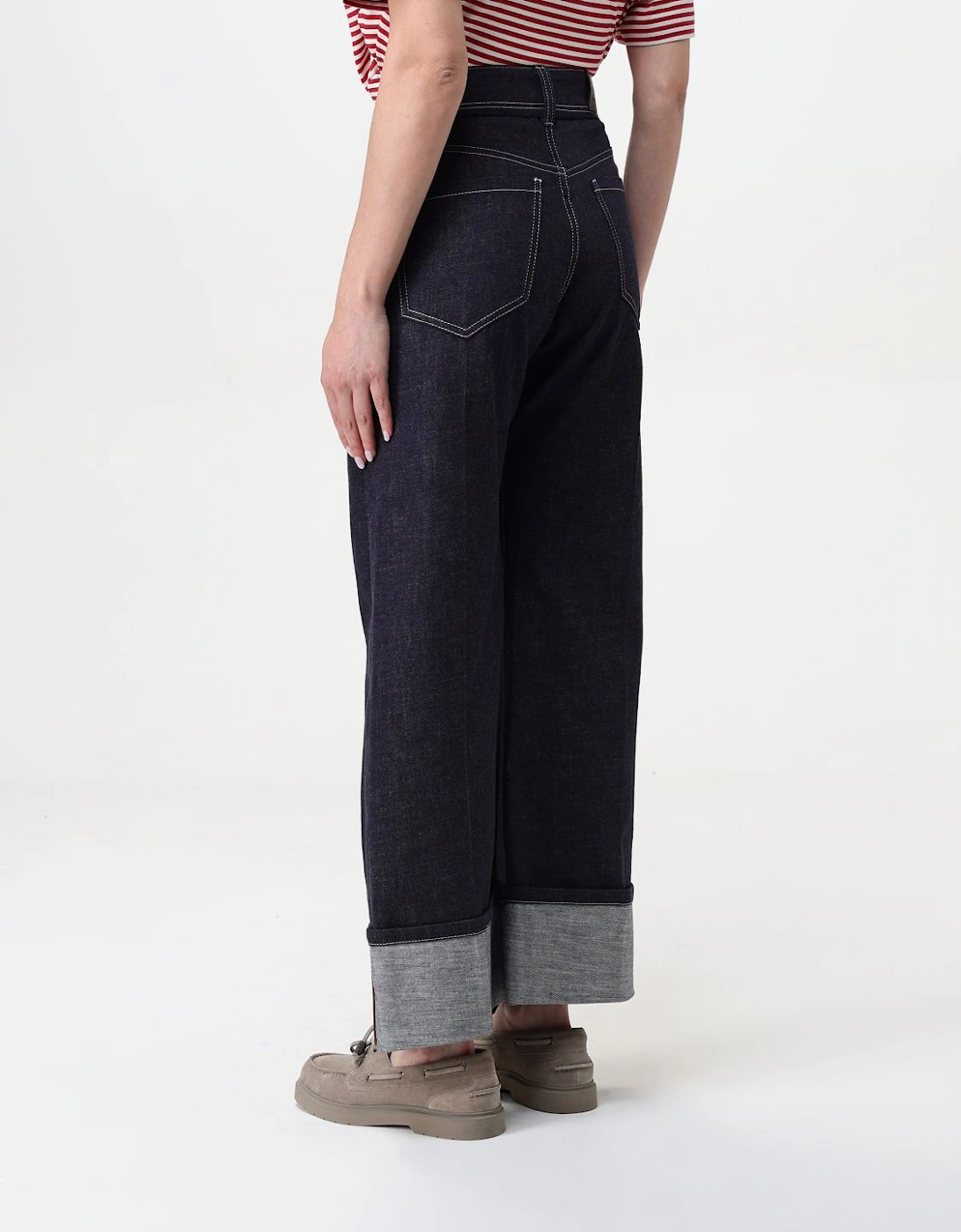 Wide Leg Jeans with Cuffed Hems