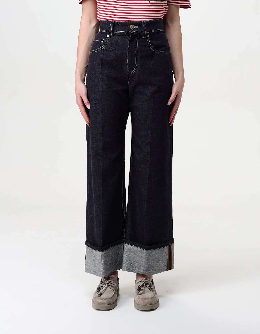 Wide Leg Jeans with Cuffed Hems, 7 of 6